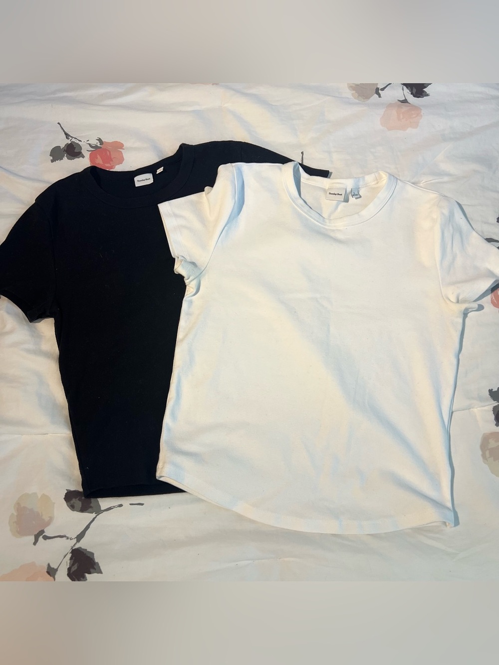 Sunday Best Little Rib Short Sleeve Tees - White and Black